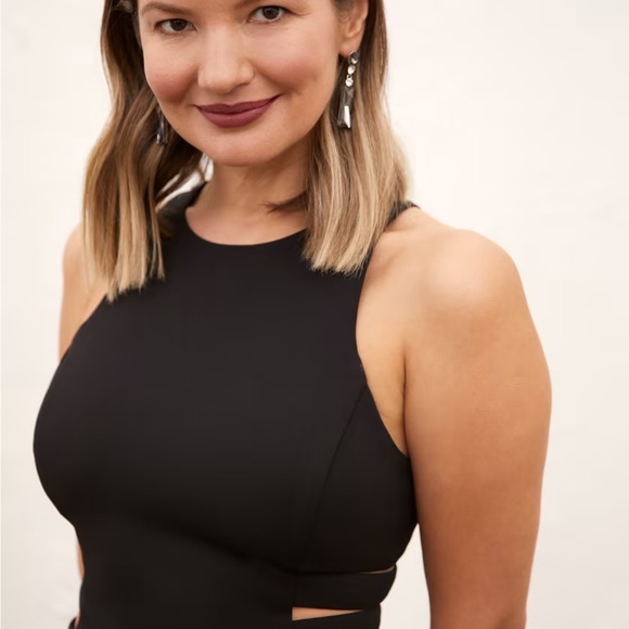 Black floor length formal dress with side cutout detailing - Picture 2 of 3